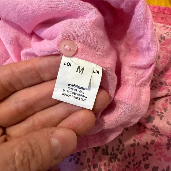 LOLA AUSTRALIA Pink Floral Smocked Sleeveless Midi Dress Women’s Size MED - Picture 9 of 12